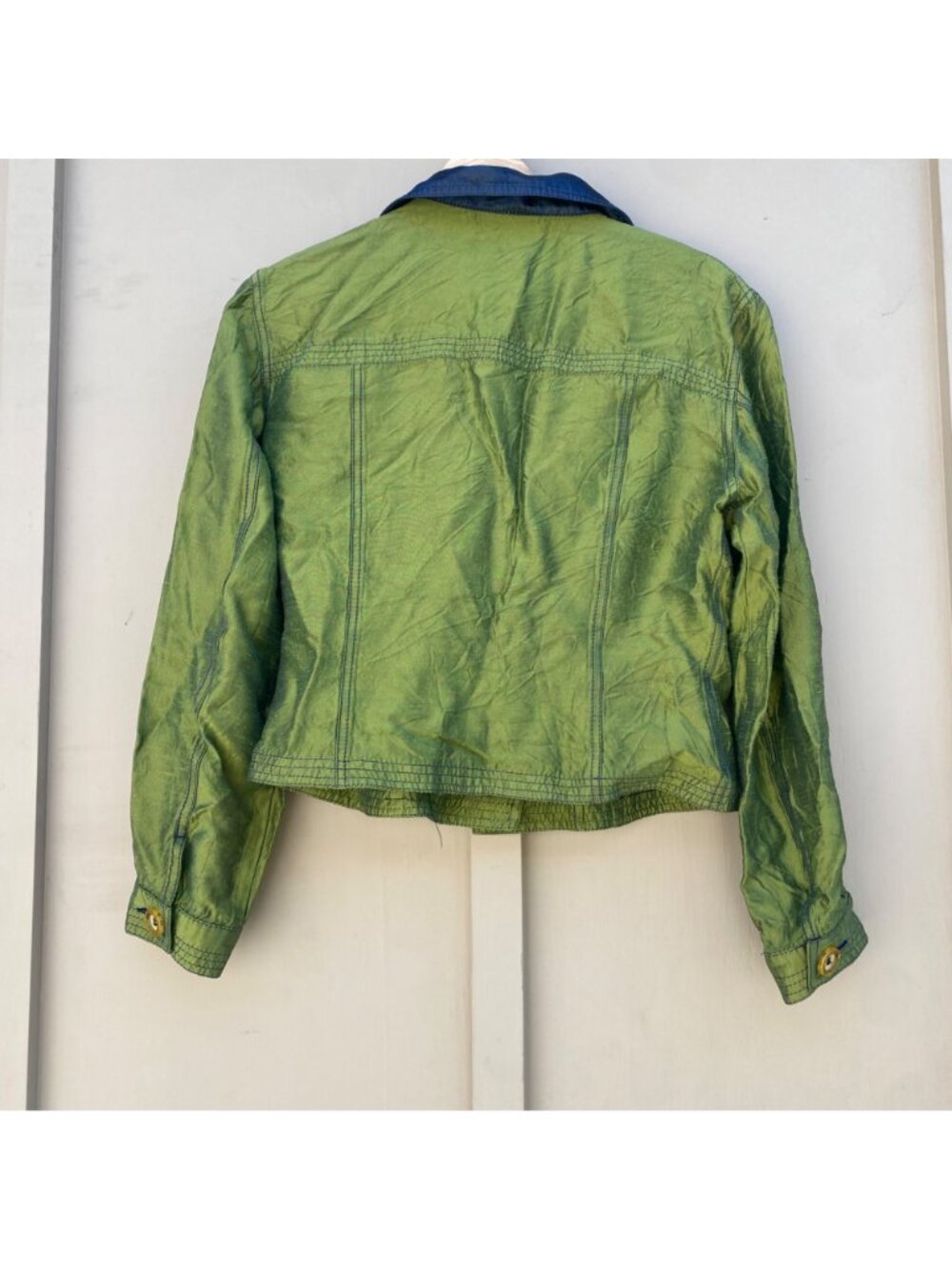 Fendi Vintage 90s 2000s Y2K Button-Down Jacket Green Metallic - Picture 9 of 13